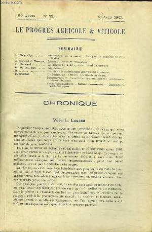 Seller image for Le Progrs Agricole et Viticole, N33 - 24me anne : L'acide sulfureux en vinification - La Dclaration de rcolte des Bouilleurs de cru . for sale by Le-Livre