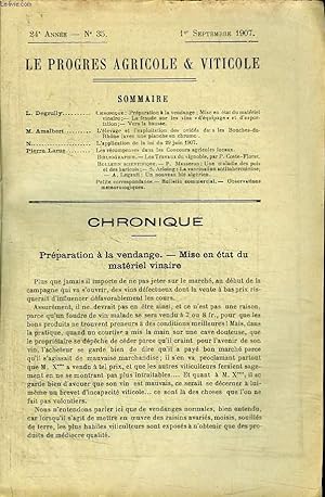 Seller image for Le Progrs Agricole et Viticole, N35 - 24me anne : L'levage et l'exploitation des ovids dans les Bouches-du-Rhne (sans la planche) . for sale by Le-Livre