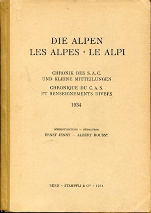 Bild des Verkufers fr Die Alpen. Chronik des S. A. C. und kleinere Mitteilungen. zum Verkauf von Antiquariat am Flughafen