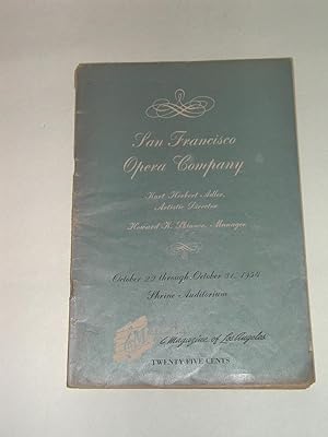 Image du vendeur pour San Francisco Opera Company October 22 Through October 31, 1954, Shrine Auditorium ,(Autographed and Inscribed Concert prograame) mis en vente par J. W. Mah