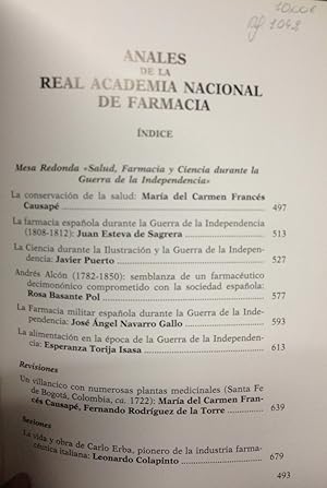 Bild des Verkufers fr ANALES DE LA REAL ACADEMIA NACIONAL DE FARMACIA. VOLUME LXXV. NUMERO EXTRAORDINARIO, 2009. zum Verkauf von Libreria Lopez de Araujo