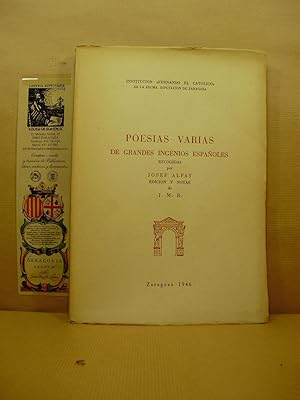 Imagen del vendedor de POESIAS VARIAS DE GRANDES INGENIOS ESPAOLES. a la venta por LIBRERIA ANTICUARIA LUCES DE BOHEMIA