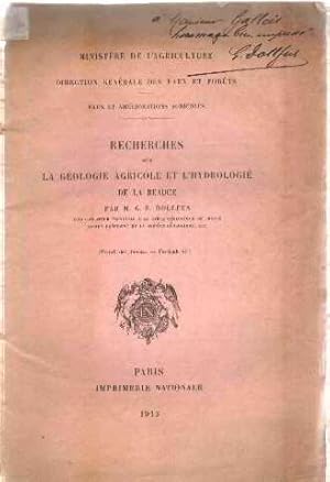 Recherche sur la geologie agricole et l'hydrologie de la beauce