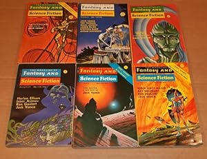 Imagen del vendedor de The Magazine of Fantasy and Science Fiction February & March 1971(The Faceless Man); July & August 1972 (Brave Free Men); May & June 1973 (The Asutra) -six (6) digests featuring the complete Jack Vance "Durdane" Trilogy, -(in 6 separate F & SF mags)- a la venta por Nessa Books