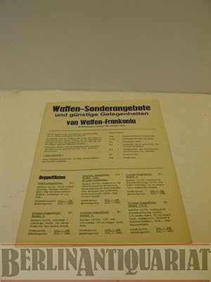 Bild des Verkufers fr Produktprogrammheft von Waffen-Frankonia. Waffen- Sonderangebote und gnstige Gelegenheiten von Waffen- Fankonia. ( 87 Wrzburg 2, Postfach 380, Telefon 7 30 01). zum Verkauf von BerlinAntiquariat, Karl-Heinz Than