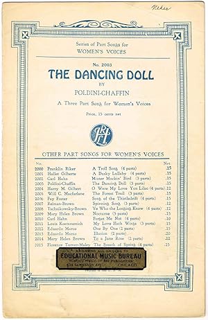 Bild des Verkufers fr THE DANCING DOLL (for Three-Part Women's Voices [SSA]), with Piano accompaniment zum Verkauf von SUNSET BOOKS