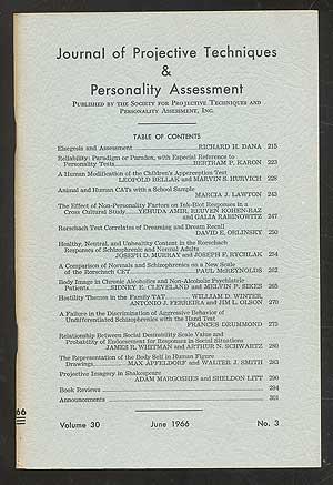 Image du vendeur pour Journal of Projective Techniques & Personality Assessment, Vol. 30, No. 3, June 1966 mis en vente par Between the Covers-Rare Books, Inc. ABAA