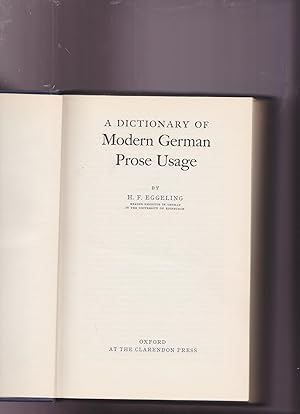 A Dictionary of Modern German Prose Usage