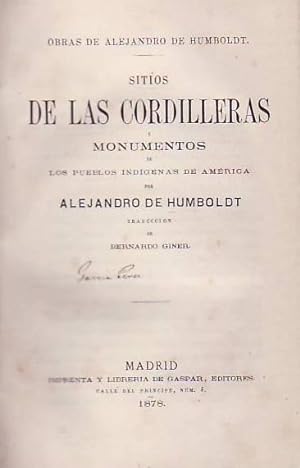 Bild des Verkufers fr SITIOS DE LAS CORDILLERAS Y MONUMENTOS DE LOS PUEBLOS INDGENAS DE AMRICA. zum Verkauf von Librera Torren de Rueda