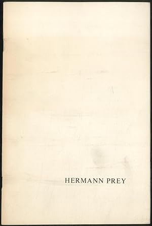 Seller image for Hermann Prey at The University of Connecticut Program for sale by Between the Covers-Rare Books, Inc. ABAA