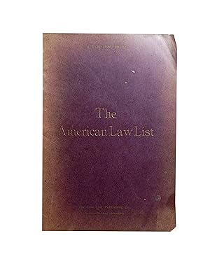 The American Law List: Vol III No 4 October 1898