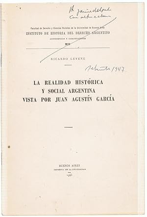 Seller image for LA REALIDAD HISTRICA Y SOCIAL ARGENTINA VISTA POR JUAN AGUSTN GARCA for sale by Librera Torren de Rueda