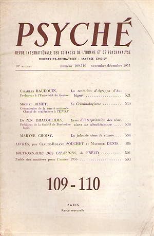 Psyché : revue internationale des sciences de l'homme et de psychanalyse (dir. Maryse Choisy) n° ...