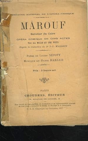 Image du vendeur pour MROUF. SAVETIER DU CAIRE. OPERA COMIQUE EN CINQ ACTES TIRE DES MILLE ET UNE NUITS. mis en vente par Le-Livre