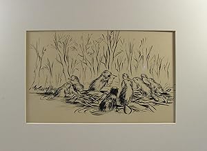 Ink Sketch of Beavers from an Unidentified Children's Book