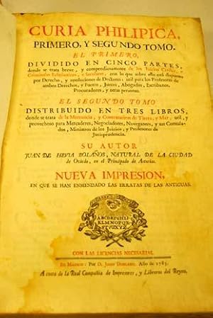 Imagen del vendedor de Curia Philipica primero y segundo tomo a la venta por Alcan Libros