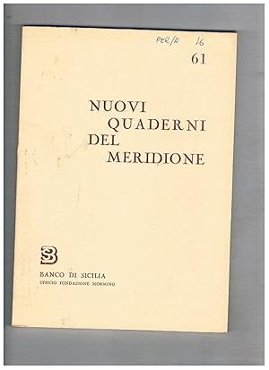 Immagine del venditore per Nuovi quaderni del meridione n 61-64 annata 1978. La stampa periodica durante la Repubblica Napoletana del 1799; la Sicilia nel giudizio dei viaggiatori Inglesi; femminismo e antifemminismo nella Sicilia del'700; momenti del risorgimento a Partinico; Michele Amari traduttore di Walter Scott; due giornali femminili del '48 siciliano; ecc. venduto da Libreria Gull