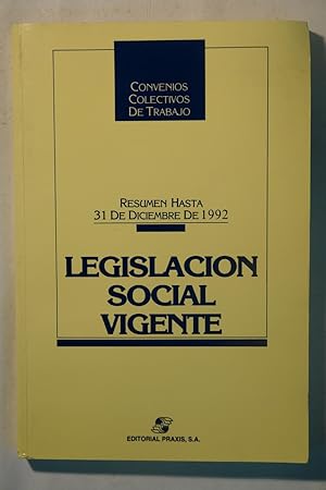 Image du vendeur pour Legislacin social vigente. Resumen hasta 31 de Diciembre de 1992 mis en vente par NOMBELA LIBROS USADOS