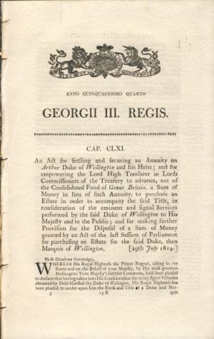 Anno Quinquagesimo Quarto. Georgii III. Regis. Cap. CLXI. An Act for settling and securing an Ann...