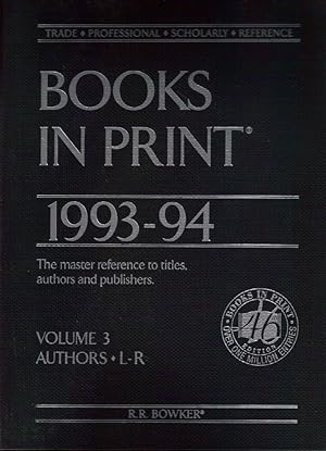 Books In Print 1993-94 / Volume 3 / Authors L-R