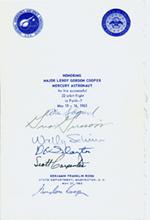 Signed Luncheon Program in Honor of Leroy Gordon Cooper, Jr.: Shepard, Grissom, Schirra, Slayton,...
