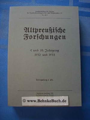 Image du vendeur pour Verein fr Familienforschung in Ost- und Westpreuen. 9. und 10. Jahrgang 1932 und 1933. Sonderschriften des Vereins fr Familienforschung in Ost- und Westpreuen e.V. Nr. 65/5. mis en vente par Antiquariat BehnkeBuch