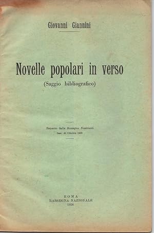 Novelle popolari in verso (Saggio bibliografico) estratto dalla Rassegna Nazionale.