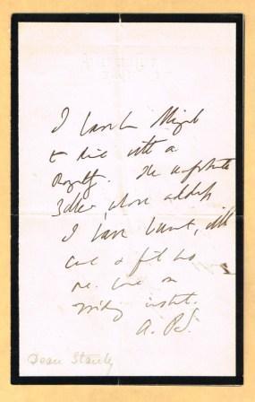 Seller image for Autograph Note on Mourning Paper: Undated for sale by Antiquarius Booksellers