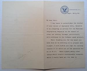 Typer Letter Signed on "Department of the Navy" letterhead