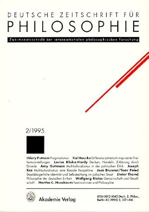 Bild des Verkufers fr Deutsche Zeitschrift fr Philosophie 43. Jg. 1995, Heft 2. Schwerpunkt: Multikulturalismus. Zweimonatsschrift der internationalen philosophischen Forschung. zum Verkauf von Fundus-Online GbR Borkert Schwarz Zerfa