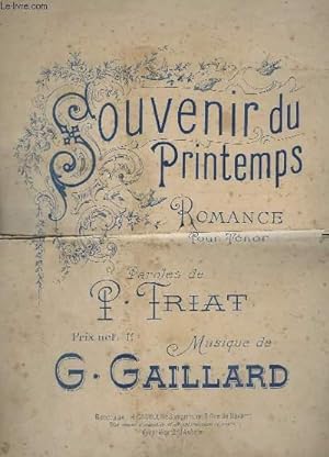 Bild des Verkufers fr SOUVENIR DU PRINTEMPS - ROMANCE POUR TENOR - PIANO CHANT. zum Verkauf von Le-Livre