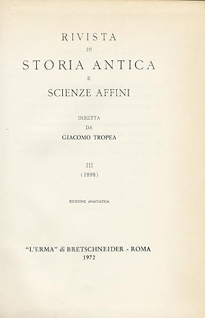 Bild des Verkufers fr Rivista di storia antica e scienze affini. 1898 Vol.3 zum Verkauf von Libro Co. Italia Srl
