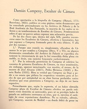 Seller image for DAMIAN CAMPENY ESCULTOR DE CAMARA for sale by Libreria 7 Soles