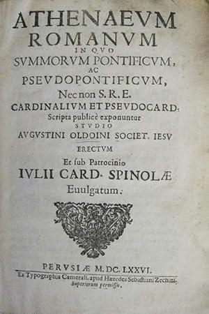 Image du vendeur pour Athenaeum romanum in quo summorum pontificum, ac pseudopontificum, nec non S.R.E. cardinalium et pseudocard. scripta public exponuntur. mis en vente par Librairie HATCHUEL