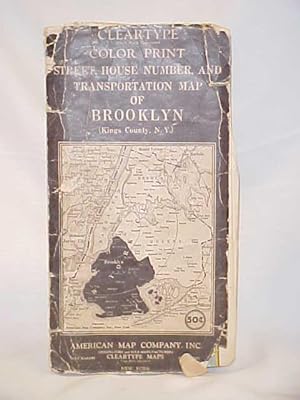 Image du vendeur pour Brooklyn (Kings County, NY) Cleartype, Trade Mark Color Print Street, House Number, and Transportation Map of mis en vente par Princeton Antiques Bookshop