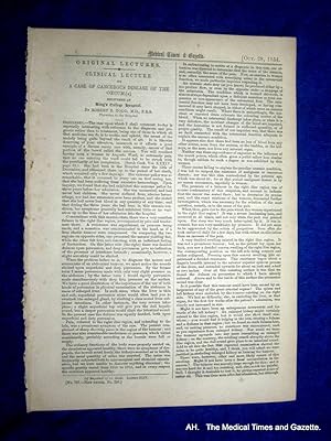 The Medical Times and Gazette. 28 October 1854, No. 787. includes articles on Clinical Lecture on...