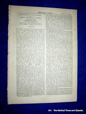 Bild des Verkufers fr The Medical Times and Gazette. 11 November 1854, No. 789. zum Verkauf von Tony Hutchinson