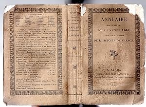 Annuaire Historique pour l'Année 1840 publié par la Société de l'Histoire de France [ Chronologie...