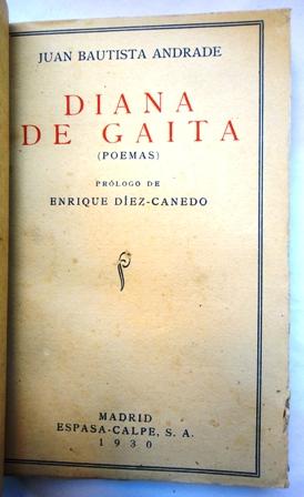 Imagen del vendedor de DIANA DE GAITA (POEMAS) a la venta por Libros Tresvegas