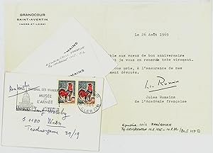 2 Visitenkarten mit faksimilierter Widmung sowie ein ms. Brief mit eigenh. U.