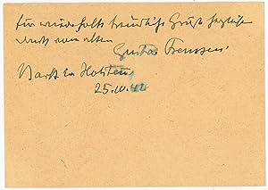 Imagen del vendedor de Eigenh. Postkarte mit U. a la venta por Antiquariat INLIBRIS Gilhofer Nfg. GmbH