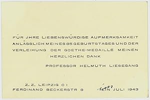 Bild des Verkufers fr Ms. Dankesschreiben. zum Verkauf von Antiquariat INLIBRIS Gilhofer Nfg. GmbH