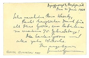 Imagen del vendedor de Eigenh. Postkarte mit U. a la venta por Antiquariat INLIBRIS Gilhofer Nfg. GmbH