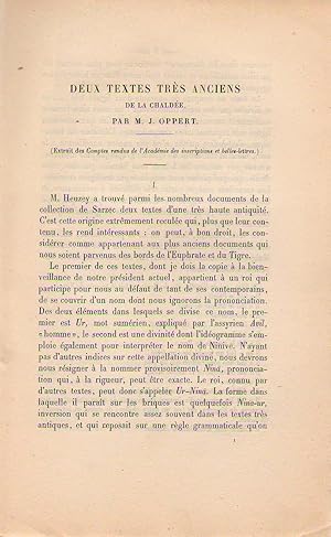 Deux textes très anciens de la Chaldée