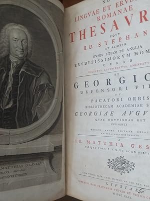 Bild des Verkufers fr Novus linguae et eruditionis Romanae thesaurus post Ro. Stephani et aliorum nuper etiam in Anglia eruditissimorum hominum curas digestus, locupletus, emendatus. 4 in 2 Bnden. zum Verkauf von Antiquariat Langguth - lesenhilft