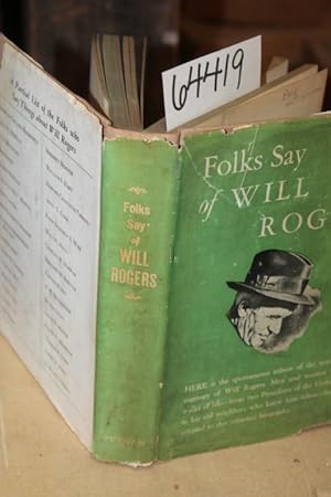 Image du vendeur pour Folks Say of Will Rogers, A Memorial Anecdotage mis en vente par Princeton Antiques Bookshop