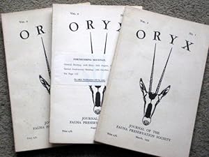 Seller image for ORYX. JOURNAL of The FAUNA PRESERVATION SOCIETY Vol 2 No 1,2, or 3. 1953. Price is Per Issue. for sale by Tony Hutchinson