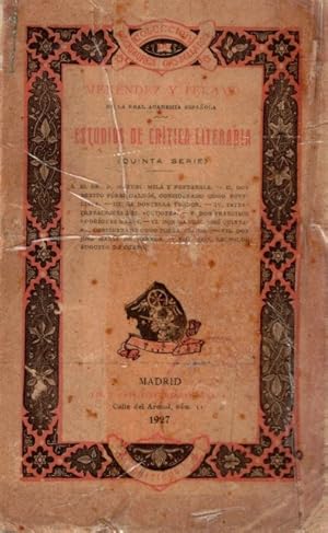 Image du vendeur pour ESTUDIOS DE CRITICA LITERARIA (Quinta serie) mis en vente par Librera Vobiscum