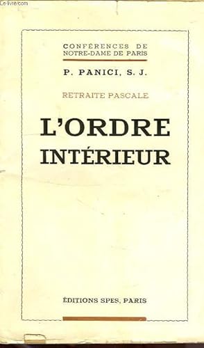 Seller image for L'ORDRE INTERIEUR for sale by Le-Livre