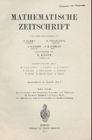 3 Sonderdrucke: 1. Bemerkungen zu der Abhandlung "Ein neues Analogon zum Satz von Desargues in Rä...